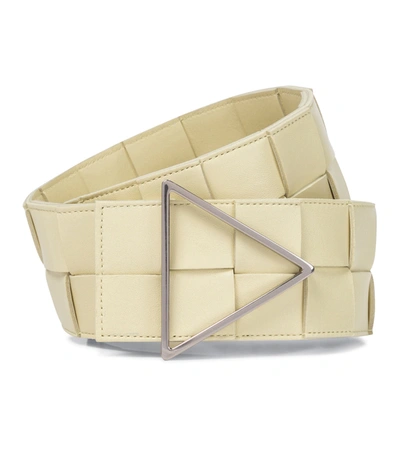 Bottega Veneta Intrecciato Leather Waist Belt In Pastel Yellow
