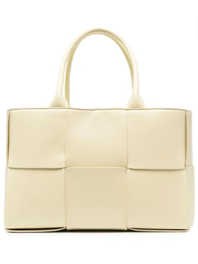 Bottega Veneta Womens Icecream Arco Large Intrecciato Leather Tote Bag In Ice Cream/ Silver