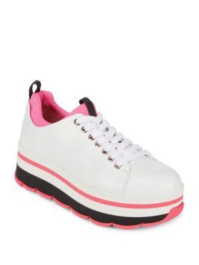 Prada Shoelace Platform Sneakers In White