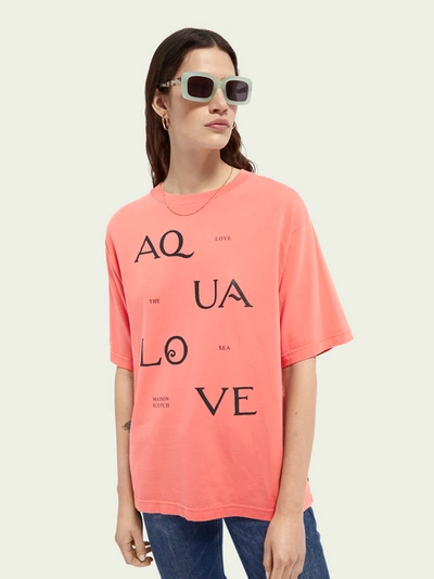 Scotch & Soda Oversize Organic Cotton Graphic Tee In Pink