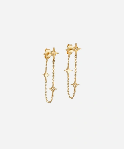 Astley Clarke Celestial 18ct Yellow Gold-plated Vermeil Sterling Silver And Sapphire Chain Earrings