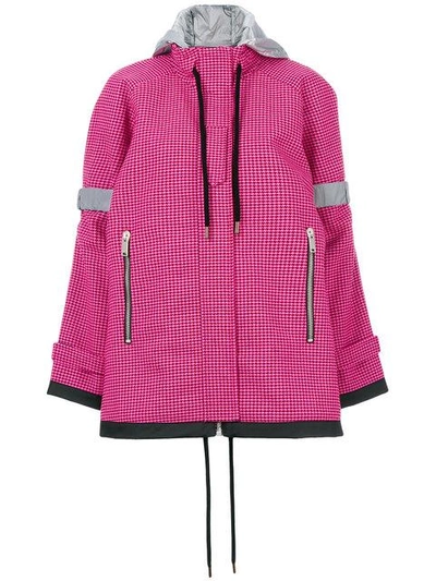 Palm Angels Oversized Wool-blend Houndstooth Jacket In Pink & Purple