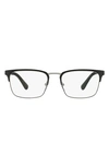 Prada 55m Rectangle Optical Glasses In Matte Black