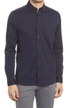 Ted Baker Morty Knit Button-up Shirt In Navy