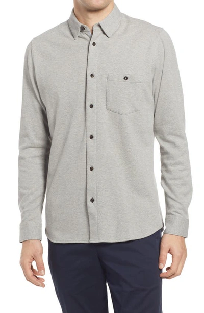 Ted Baker Morty Knit Button-up Shirt In Grey Marl