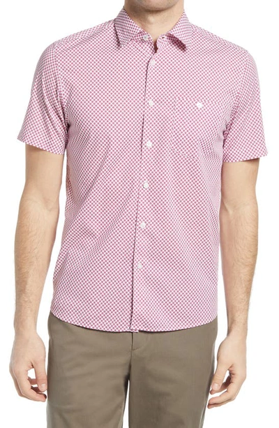 Ted Baker Sliide Slim Fit Short Sleeve Button-up Shirt In Pink
