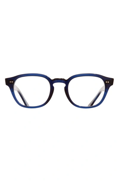 Cutler And Gross 51mm Oval Blue Light Blocking Glasses In Classic Navy Blue/ Blue Light