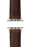 Shinola Grizzly Leather 21mm Apple Watch® Watchband In Brown