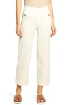 Spanxr Stretch Twill Wide Leg Crop Pants In Parchment