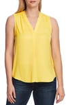 Vince Camuto Rumpled Satin Blouse In Soft Canary