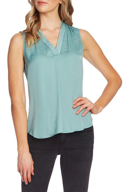 Vince Camuto Rumpled Satin Blouse In Teal Lake