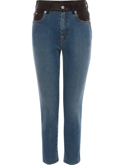 Alexander Mcqueen Contrast-waistband Skinny Jeans In Blue