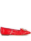 Dolce & Gabbana Slipper In Taormina Lace With Crystals In Red