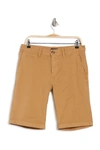 14th & Union Garment Dye Stretch Trim Fit Shorts In Tan Kelp