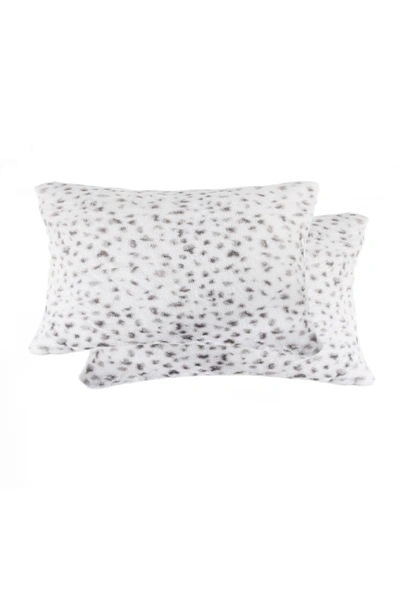 Luxe Faux Fur Faux Fur Throw Pillow In Snow Leopard