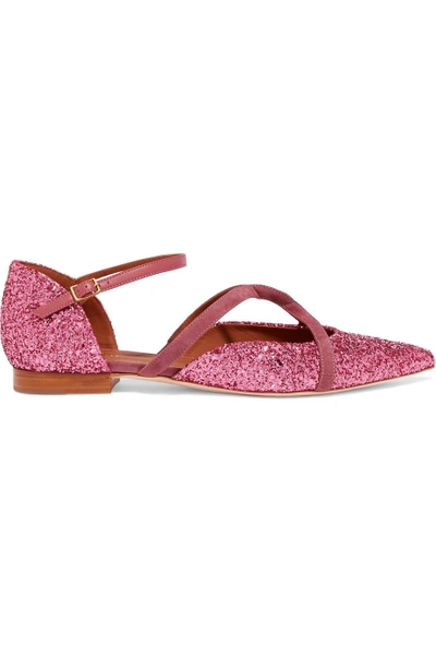 Malone Souliers Veronica Glittered Leather Point-toe Flats