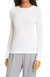 Vince Textured Long Sleeve Sweater In Optic White