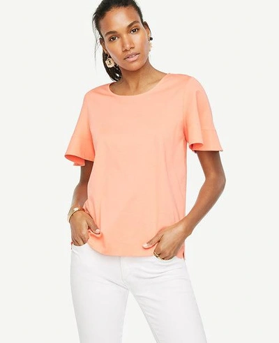 Ann Taylor Flutter Tee In Hot Coral Cream