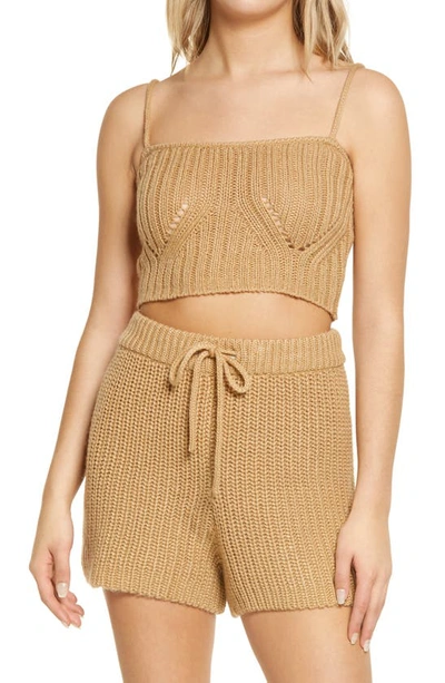 4th & Reckless Henry Crop Wool Blend Camisole In Camel