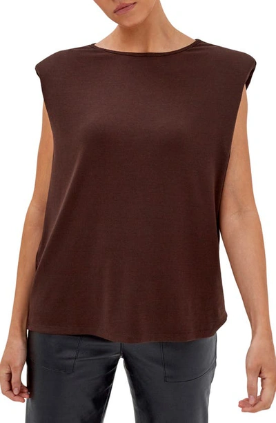 4th & Reckless Devon Shoulder Pad Sleeveless Top In Chocolate