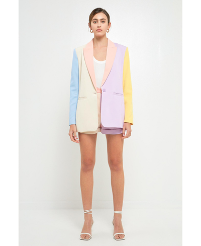 Endless Rose Colorblock Blazer In Yellow