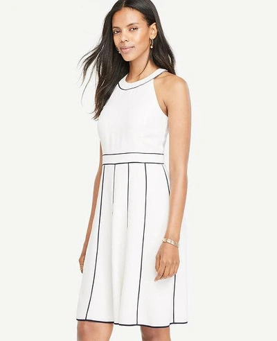 Ann Taylor Petite Piped Halter Dress In Winter White