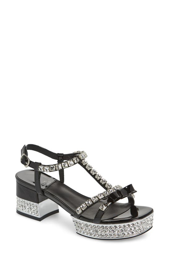 Jeffrey Campbell Riche Crystal Embellished Sandal In Black Patent
