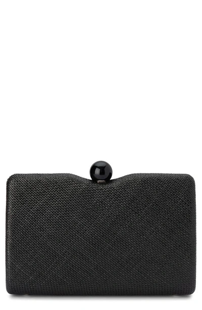 Olga Berg Cece Straw Woven Box Clutch In Black