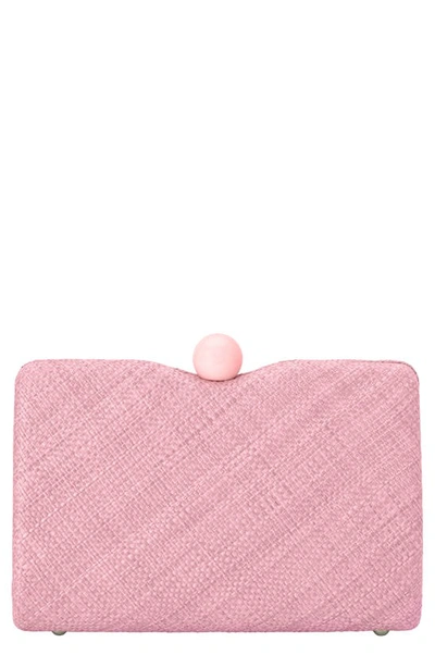 Olga Berg Cece Straw Woven Box Clutch In Pink