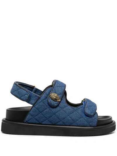 Kurt Geiger Orson Quilted Denim Sandals In Dark Blue Fabric