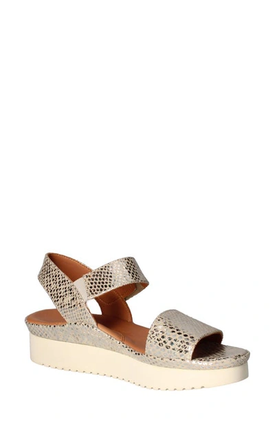 L'amour Des Pieds Abrilla Platform Sandal In Silver/gold Snake Print