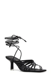 Black Suede Studio Franca Calfskin Strappy Ankle-tie Sandals In Black Leather