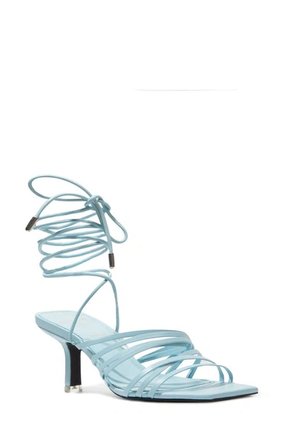 Black Suede Studio Franca Calfskin Strappy Ankle-tie Sandals In Pool Leather