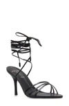 Black Suede Studio Leandra Metallic Ankle-tie Sandals In Black