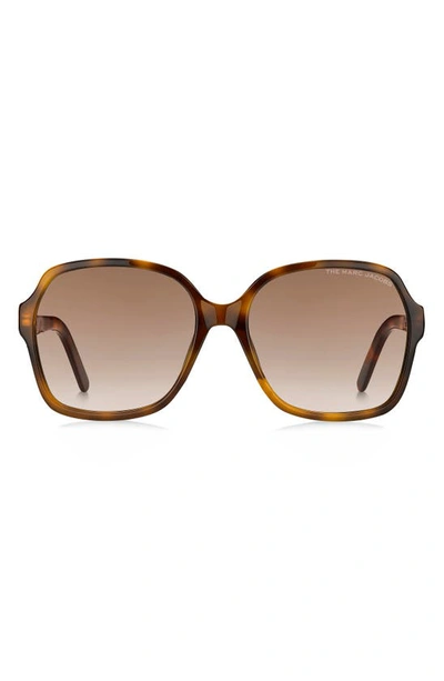 Marc Jacobs 57mm Gradient Square Sunglasses In Dark Havana/brown Gradient