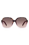 The Marc Jacobs 57mm Gradient Square Sunglasses In Havana Burgndy/burgundy Shaded