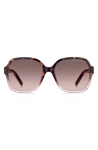 Marc Jacobs 57mm Gradient Square Sunglasses In Havana Burgndy/burgundy Shaded