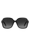 The Marc Jacobs 57mm Gradient Square Sunglasses In Black/grey Shaded