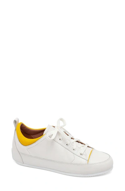 Linea Paolo Kristen Sneaker In White/ Yellow Leather