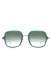 Isabel Marant 55mm Square Sunglasses In Gold Green/ Green Shaded