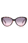 Kate Spade Visalia 55mm Gradient Cat Eye Sunglasses In Pink Havana/ Grey Shaded Pink