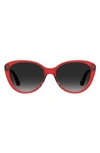 Kate Spade Visalia 55mm Gradient Cat Eye Sunglasses In Red/ Grey Shaded