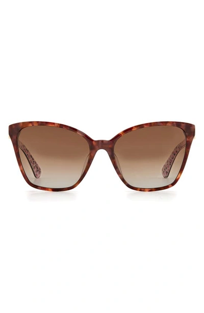 Kate Spade Amiyah 56mm Gradient Polarized Cat Eye Sunglasses In Dark Havana/ Brown Gradient