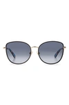 Kate Spade Maryam 56mm Gradient Polarized Cat Eye Sunglasses In Black / Gold