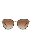 Kate Spade Maryam 56mm Gradient Polarized Cat Eye Sunglasses In Gold Havana/ Brown Gradient