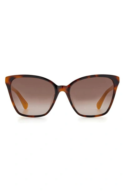 Kate Spade Amiyah 56mm Gradient Polarized Cat Eye Sunglasses In Yellow Havana/ Brown Gradient