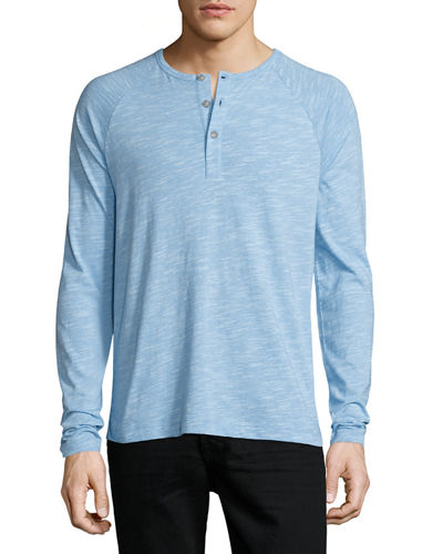 Theory Adrik Ocean Slub Henley Shirt, Light Blue | ModeSens