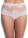 Le Mystere Lace Allure High Waist Thong In Pink Chiffon