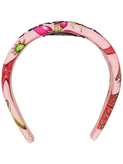 Versace Trésor De La Mer Logo Headband In Pink