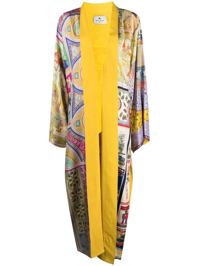 Etro Long Silk Cardigan With Foulard Print In Multicolor